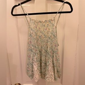 Free People Floral And Lace Flowy Top